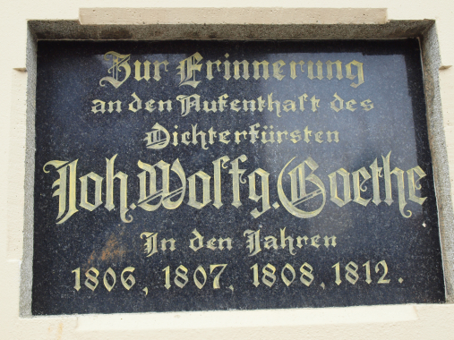Pamětní deska Johanna Wolfganga von Goetha v Chlumu Svaté Maří