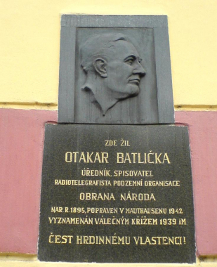 Pamětní deska Otakara Batličky v Praze