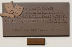 Pamětní deska Olgy Scheinpflugové ve Slaném